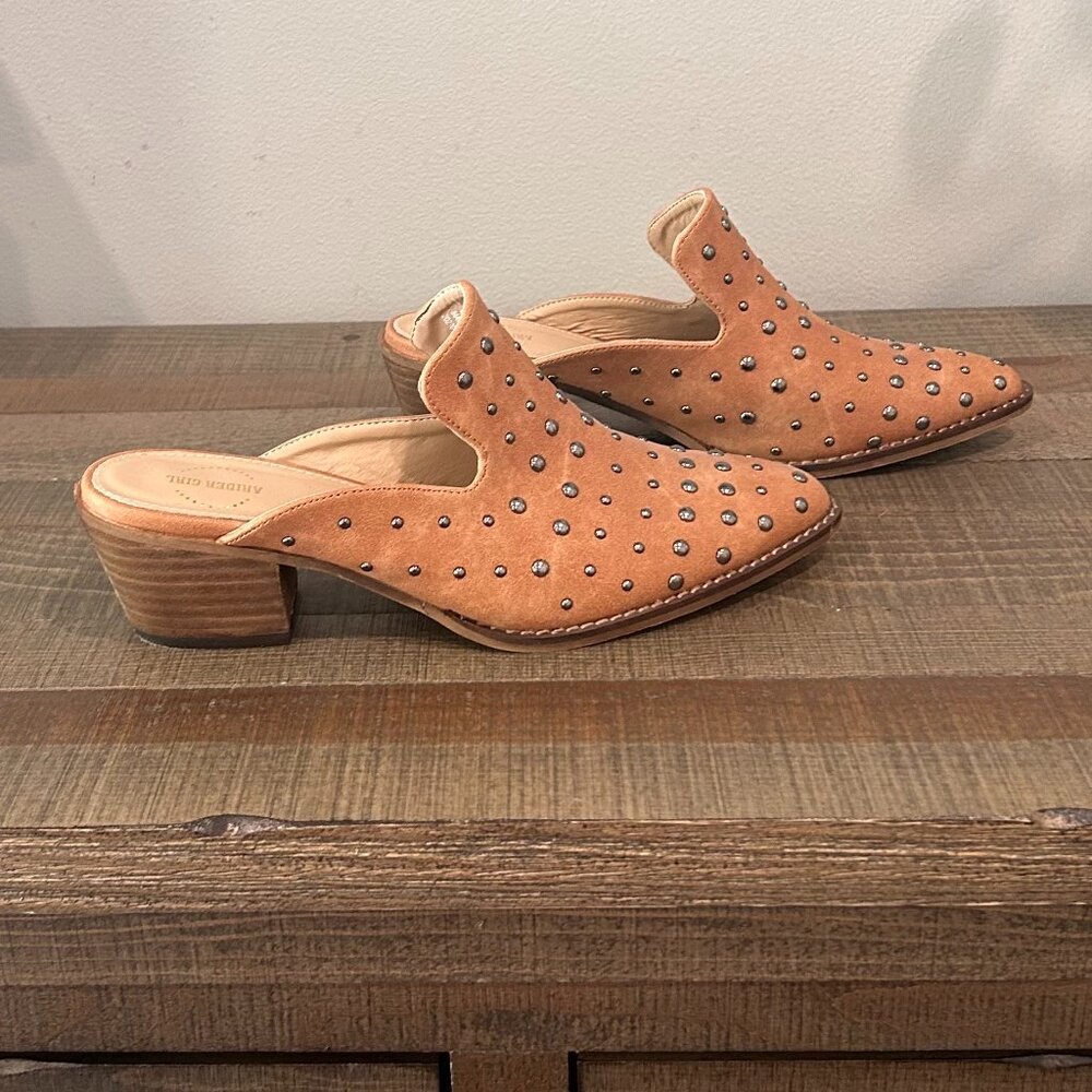 Studded Pointed Toe Mule in Tan - Women - Picture 3 of 8